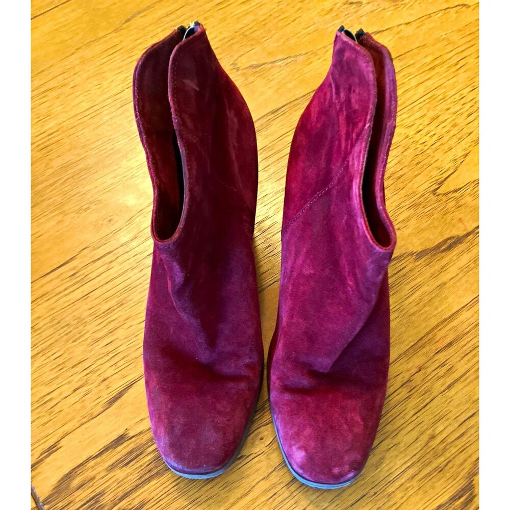 Clarks Women’s Burgundy Suede Ankle Boots Zip Block Heel Round Toe US 10 M